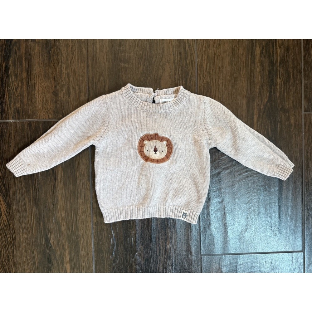 Rabbit +Bear 100% Organic Sweater with Lion Face 6-9 months Easter